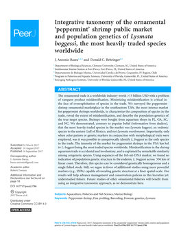 Shrimp Public Market and Population Genetics of Lysmata Boggessi, the Most Heavily Traded Species Worldwide