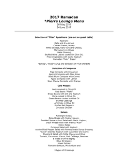 Ramadan Pierre Loundge Menu