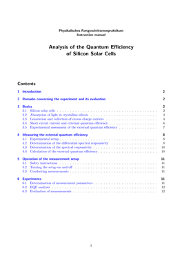 Analysis of the Quantum Efficiency of Silicon Solar Cells