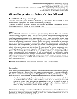 Climate Change in India: a Wakeup Call from Bollywood