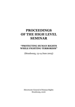 Proceedings of the High Level Seminar on Protecting Human Rights