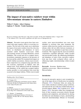 The Impact of Non-Native Rainbow Trout Within Afro-Montane Streams in Eastern Zimbabwe