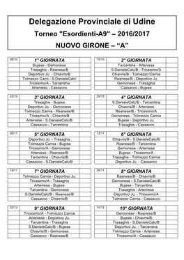 Delegazione Provinciale Di Udine Torneo 