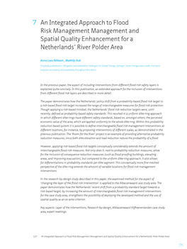 7 an Integrated Approach to Flood Risk Management Management and Spatial Quality Enhancement for a Netherlands' River Polder A