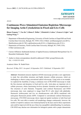 Continuous-Wave Stimulated Emission Depletion Microscope for Imaging Actin Cytoskeleton in Fixed and Live Cells