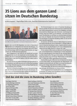 35 Lions Aus Dem Ganzen Land Sitzen Im Deutschen Bundestag