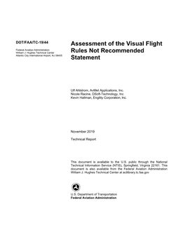 Assessment of the Visual Flight Rules Not Recommended Statement November 2019 6