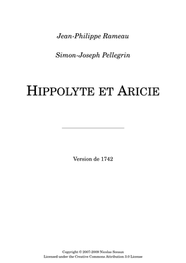 Hippolyte Et Aricie