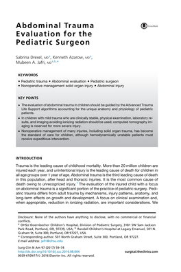 Abdominal Trauma Evaluation for the Pediatric Surgeon