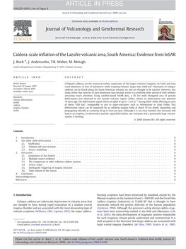 ARTICLE in PRESS VOLGEO-03915; No of Pages 8 Journal of Volcanology and Geothermal Research Xxx (2008) Xxx-Xxx