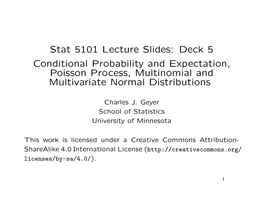 Deck 5 Conditional Probability and Expectation, Poisson Process, Multinomial and Multivariate Normal Distributions