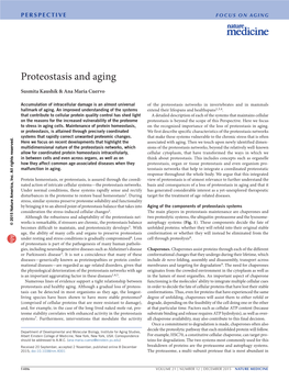 Proteostasis and Aging