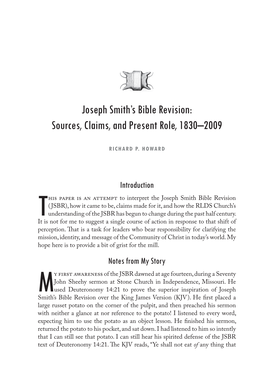 Joseph Smith's Bible Revision: Sources, Claims, and Present Role