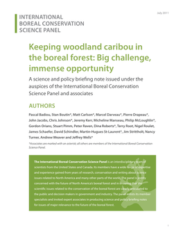 Keeping Woodland Caribou in the Boreal Forest