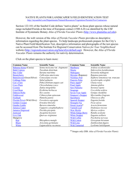 Plants for Landscaper's Field Identification Test