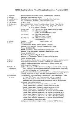 YONEX Cup International Friendship Ladies Badminton Tournament 2021
