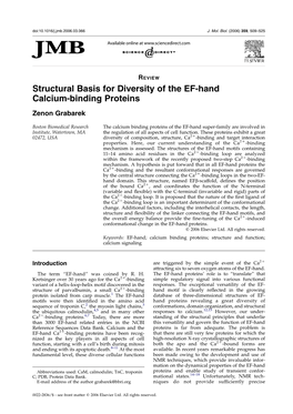 Structural Basis for Diversity of the EF-Hand Calcium-Binding Proteins