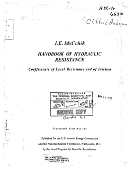 Handbook of Hydraulic Resistance