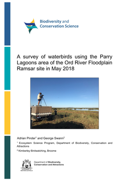 A Survey of Waterbirds Using the Parry Lagoons Area of the Ord River Floodplain Ramsar Site in May 2018