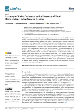 Accuracy of Pulse Oximetry in the Presence of Fetal Hemoglobin—A Systematic Review