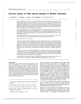 Current Status of Little Cherry Disease in British Columbia'