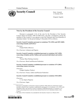 Security Council Distr.: General 11 October 2010