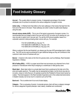 Food Industry Glossary