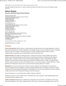 Refsum Disease - Genereviews® - NCBI Bookshelf