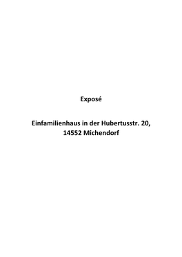 Exposé Einfamilienhaus in Der Hubertusstr. 20, 14552 Michendorf