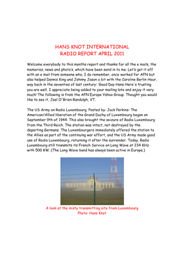 Hans Knot International Radio Report April 2011