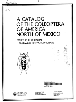 A Catalog of the Coleóptera of America North of Mexico