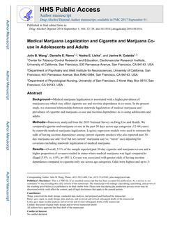 Medical Marijuana Legalization and Cigarette and Marijuana Co-Use In