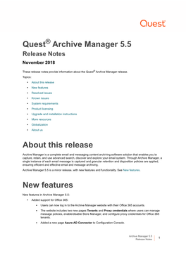 Archive Manager 5.5 Release Notes November 2018