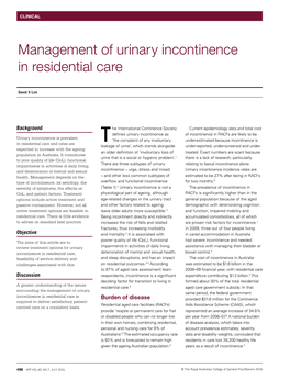 Management of Urinary Incontinence in Residential Care