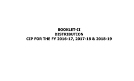 Booklet-Ii Distribution Cip for the Fy 2016-17, 2017-18 & 2018-19