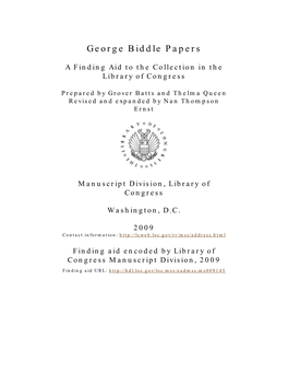 George Biddle Papers