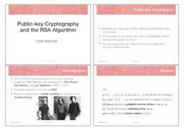 Public-Key Cryptography and the RSA Algorithm