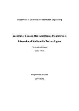 Bachelor of Science (Honours) Degree Programme in Internet And