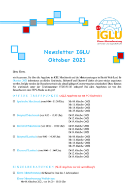 Newsletter IGLU September 2021