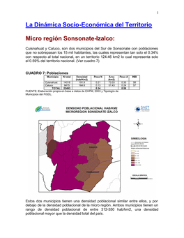 La Dinámica Socio-Económica Del Territorio Micro Región Sonsonate