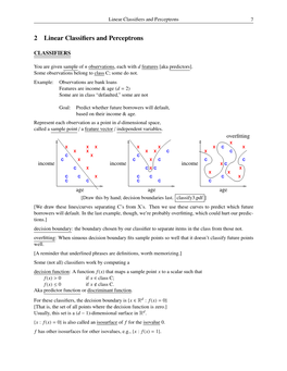 2 Linear Classifiers and Perceptrons