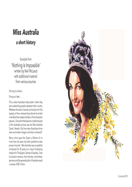 Miss Australia a Short History