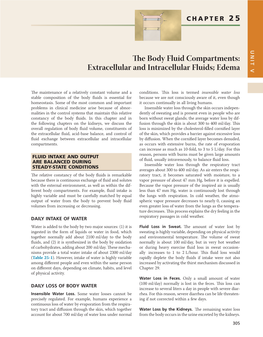 The Body Fluid Compartments: Extracellular and Intracellular Fluids; Edema