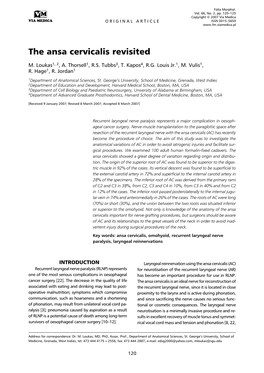 The Ansa Cervicalis Revisited