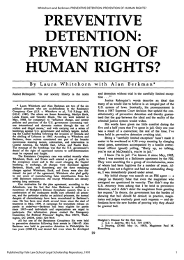 Preventive Detention: Prevention of Human Rights? Preventive Detention