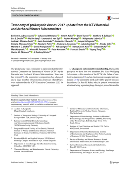 2017 Update from the ICTV Bacterial and Archaeal Viruses Subcommittee