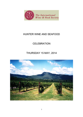 Hunter Wine and Seafood Celebration Thursday 15