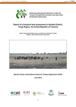 Report of a Livestock Feed Assessment in Handeni District, Tanga Region, the United Republic of Tanzania