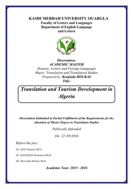 Translation and Tourism Development in Algeria