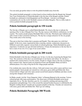 Pohela Boishakh Essay